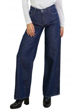 Jeans scuri a gamba molto ampia vita media Please